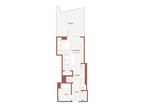 Floor plan for studio, 1 bath, 418 sqft
